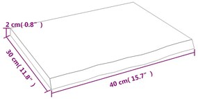 világosbarna kezelt tömör fa fürdőszobai pult 40x30x2 cm