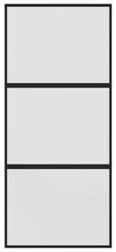 Fekete edzett üveg és alumínium tolóajtó 90 x 205 cm