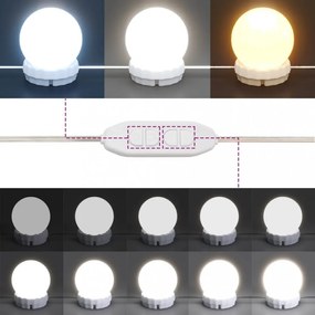 magasfényű fehér fésülködőasztal LED-del 60 x 40 x 140 cm
