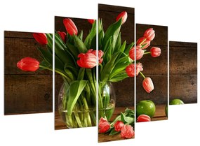 Piros tulipánok a vázában (150x105 cm)