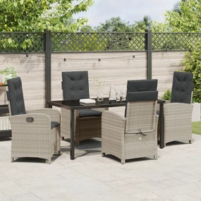 5 darabos kerti étkező készlet párnákkal világosszürke poly rattan