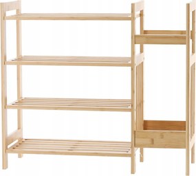 4 szintes bambusz polc kiegészítő oldalsó polccal 73,5 x 28 x 66 cm