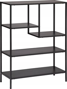 Fekete Könyvespolc Gota 5 szintes aszimmetrikus Loft 180cm modern stílusos