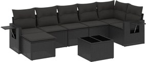 vidaXL 8 részes fekete polyrattan kerti ülőgarnitúra párnákkal