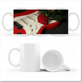 Fényképes bögre Elektromos gitár rózsával