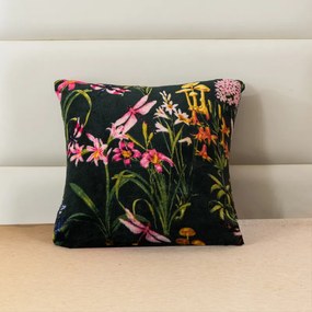 Mikroplüss párnahuzat MYSTIC GARDEN 45x45 cm, sötétzöld