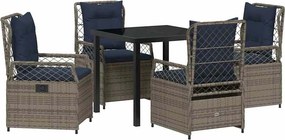 vidaXL Kert étkező szett 5 pcs Szürke polirattan