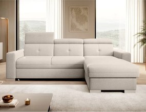 Bézs kinyitható-tárolóhelyes sarokkanapé (jobb oldali-heverő résszel) Fresia – ELTAP