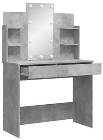 betonszürke fésülködőasztal LED-del 96 x 40 x 142 cm