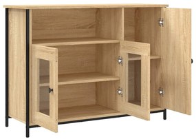 sonoma tölgy színű szerelt fa tálalószekrény 100 x 35 x 75 cm