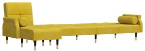 sárga L-alakú bársony kanapéágy 271x140x70 cm