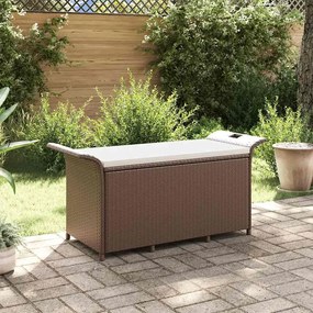 vidaXL barna polyrattan kerti pad párnával 116 x 46 x 57 cm