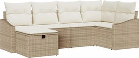 vidaXL Kanapé Szett párnával tárolóval Beige és krém polirattan