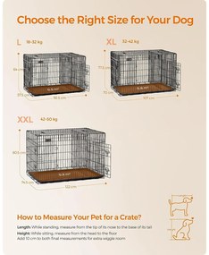 2 ajtós összecsukható ketrec, kutyaszállító ketrec 122x74,5x80,5 cm, fekete | FEANDREA