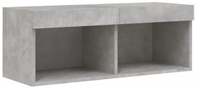 betonszürke TV-szekrény LED-világítással 80 x 30 x 30 cm