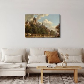 Kép - Jan van der Heyden, View Down a Dutch Canal, reprodukciók (90x60 cm)