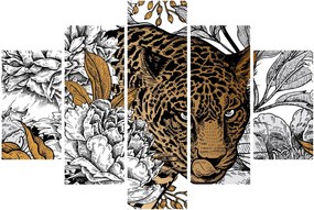 Kép - leopárd a virágok között (150x105 cm)