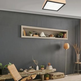 Mennyezeti lámpa NATURAL SQUARE 4xE27/15W/230V 39x39 cm fenyő/fekete