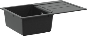 vidaXL Mosogató Fekete 780 x 500 mm 80% Kvarc és 20% Gyanta