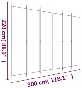 6 paneles fekete szövet térelválasztó 300x220 cm