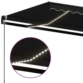 Antracitszürke kézzel kihúzható LED-es napellenző 500x350 cm