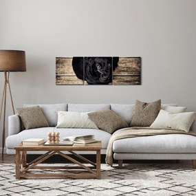 Egy fekete kiskutya képe (órával) (90x30 cm)