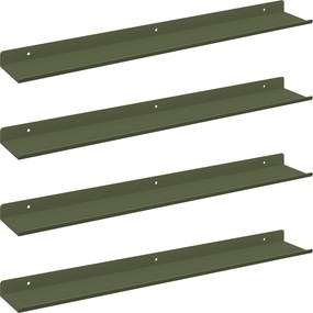 vidaXL Lebegő polc 4 pcs Olajzöld 60 x 9 x 2,5 cm Acél