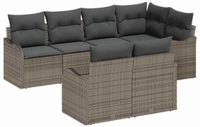 vidaXL Kerti Kanapé Szett párnával tárolóval 7 pcs Szürke Poli rattan