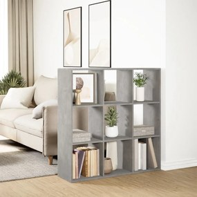betonszürke szerelt fa elválasztó könyvespolc 102x29x103,5 cm