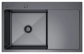 Erga HD, 1 kamrás acél mosogató 780x490x210 mm, bal, grafit, ERG-MLS-HD7849LB
