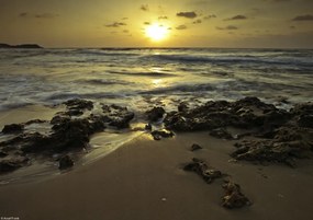 Poszter 29,7x21cm Naplemente a Palmachim strandon, Assaf Frank