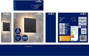 Nordlux ARTEGO SQUARE 46951003 Fali lámpa 3000K 484LM IP54