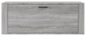 szürke sonoma színű szerelt fa fali cipősszekrény 100x35x38 cm