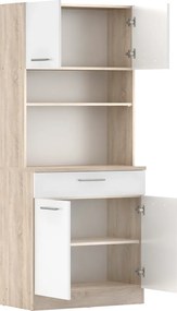 Négyajtós szekrény, sonoma tölgy/fehér, DOMIS NEW