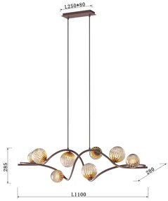 ONLI - Csillár zsinóron FRIDA 8xG9/10W/230V réz