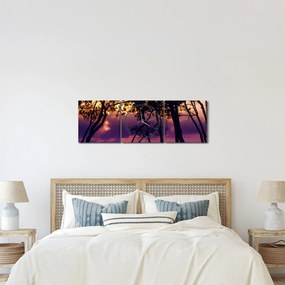 Kép - Fák naplementében (órával) (90x30 cm)