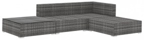 vidaXL 4-részes szürke polyrattan kerti bútorszett párnákkal