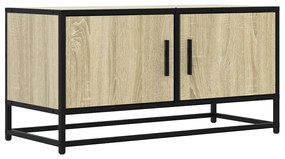 sonoma tölgyszínű szerelt fa és fém TV-szekrény 80x34,5x40 cm