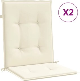 vidaXL 2 db krémszínű oxford szövet háttámlás székpárna 100x50x3 cm