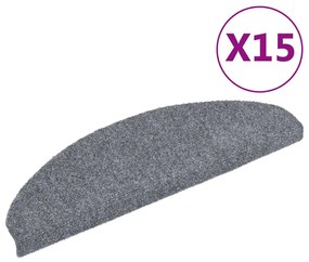 vidaXL 15 db öntapadós lépcsőszőnyeg 65 x 21 x 4 cm világosszürke félkör alakú nagy