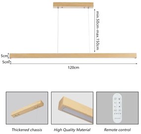 Brilagi - LED dimmelhető csillár kábelen OAK SMART LED/30W/230V Wi-Fi Tuya tölgy+távirányító