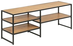 Fekete-natúr színű TV-állvány tölgyfa dekorral 120x46 cm Seaford – Actona