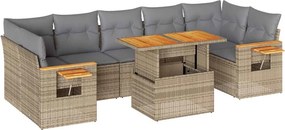 vidaXL 8 részes bézs polyrattan akácfa kerti ülőgarnitúra párnával
