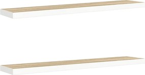 vidaXL 2 db tölgyszínű és fehér MDF lebegő fali polc 120x23,5x3,8 cm