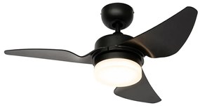 Mennyezeti ventilátor fekete 86,7 cm LED-del, fényerőszabályzóval és távirányítóval - Yuki