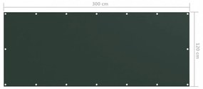 sötétzöld oxford-szövet erkélyparaván 120 x 300 cm
