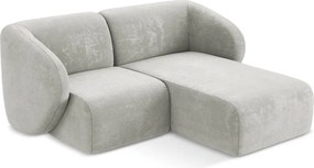 Világosszürke zsenília sarokkanapé (jobb oldali-heverő résszel) Lani – Makamii