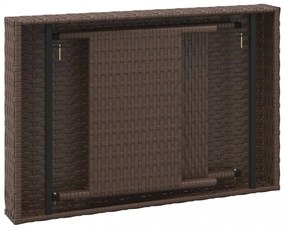 barna összecsukható polyrattan kisasztal 60 x 40 x 38 cm