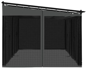 antracitszürke acél pavilon hálós oldalakkal 6 x 3 m