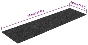15 db antracit négyszögletes öntapadó lépcsőszőnyeg 76 x 20 cm
